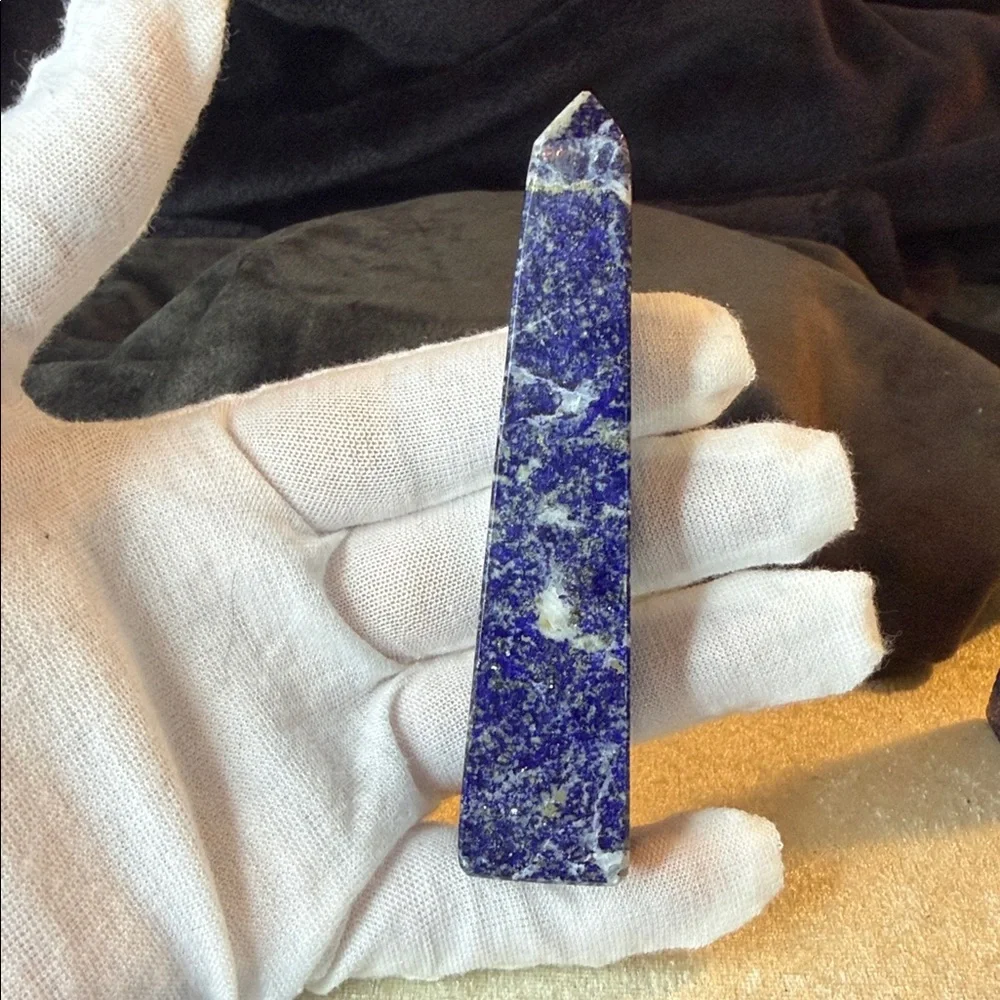 Bundle of 2 Earth Mined Polished Lapis Lazuli Points 3”-3.75” - Picture 3 of 11